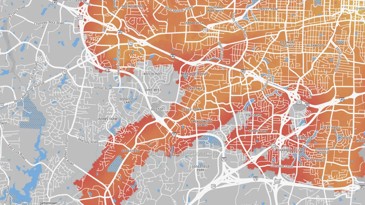 Transit Grade map of 27407, NC
