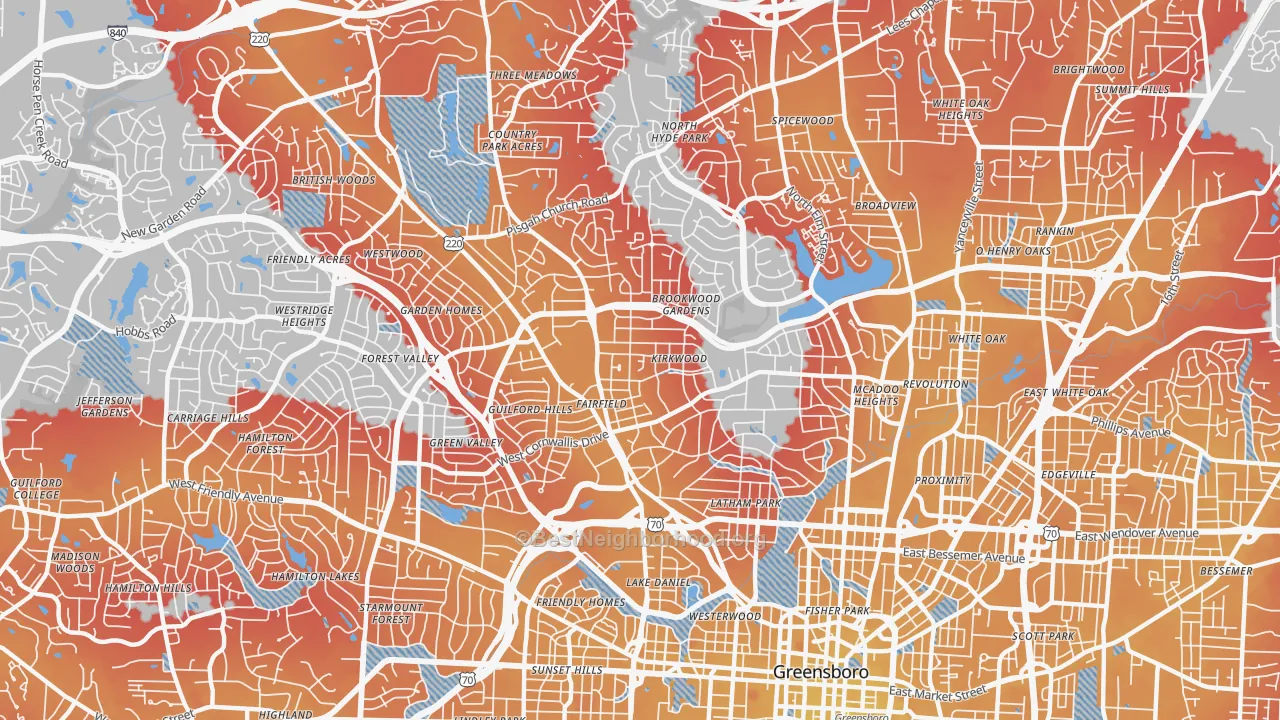 Transit Grade map of 27408, NC