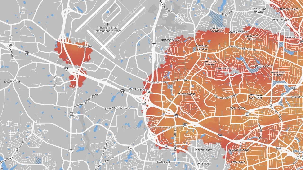 Transit Grade map of 27409, NC