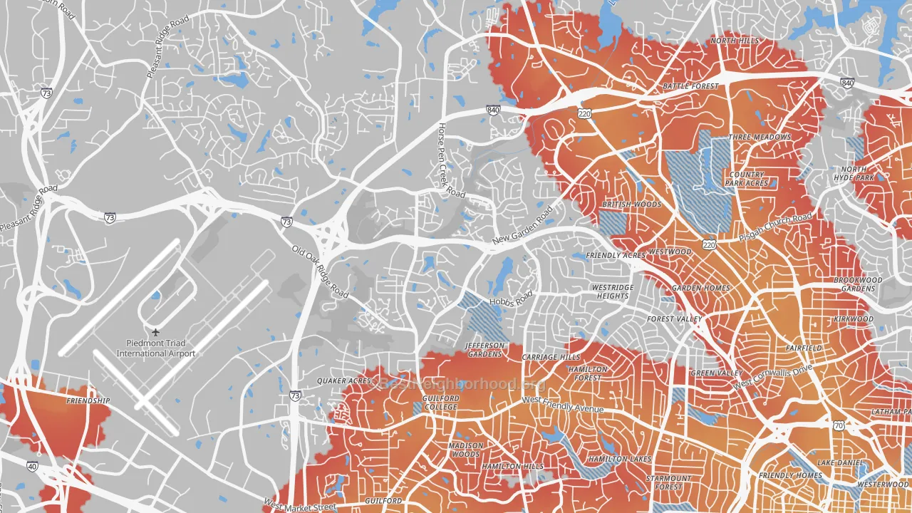 Transit Grade map of 27410, NC