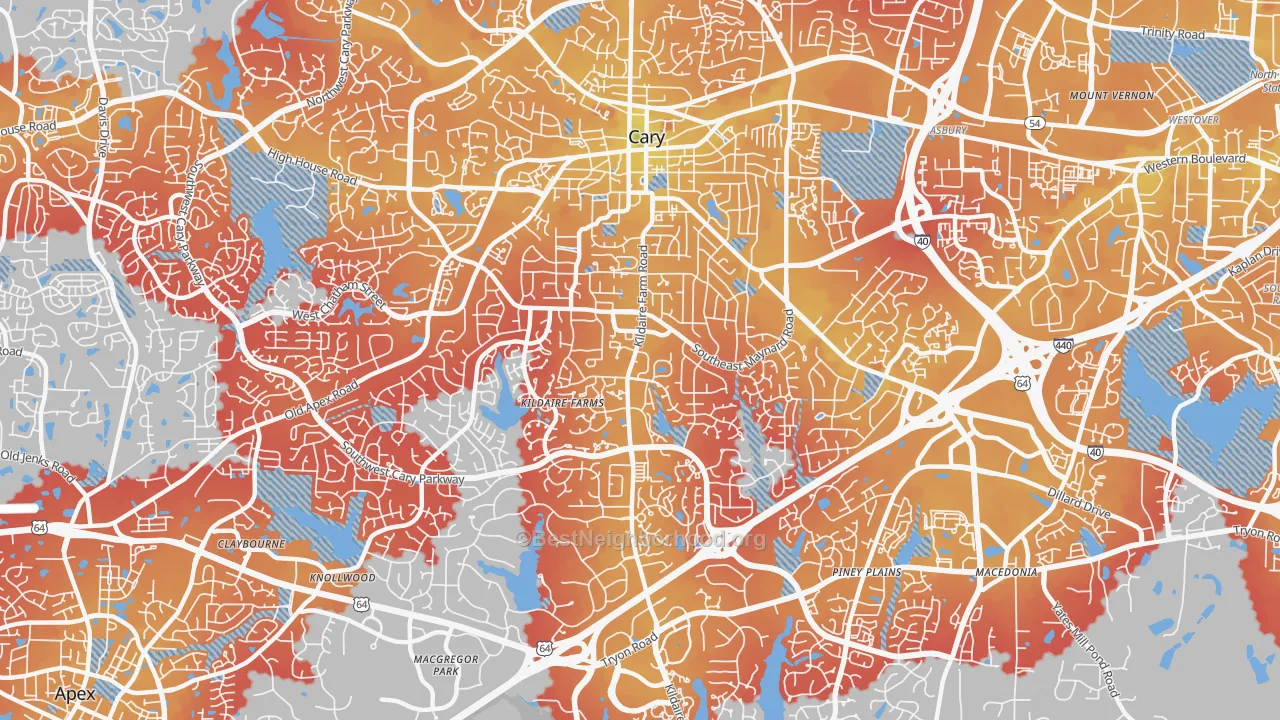Transit Grade map of 27511, NC
