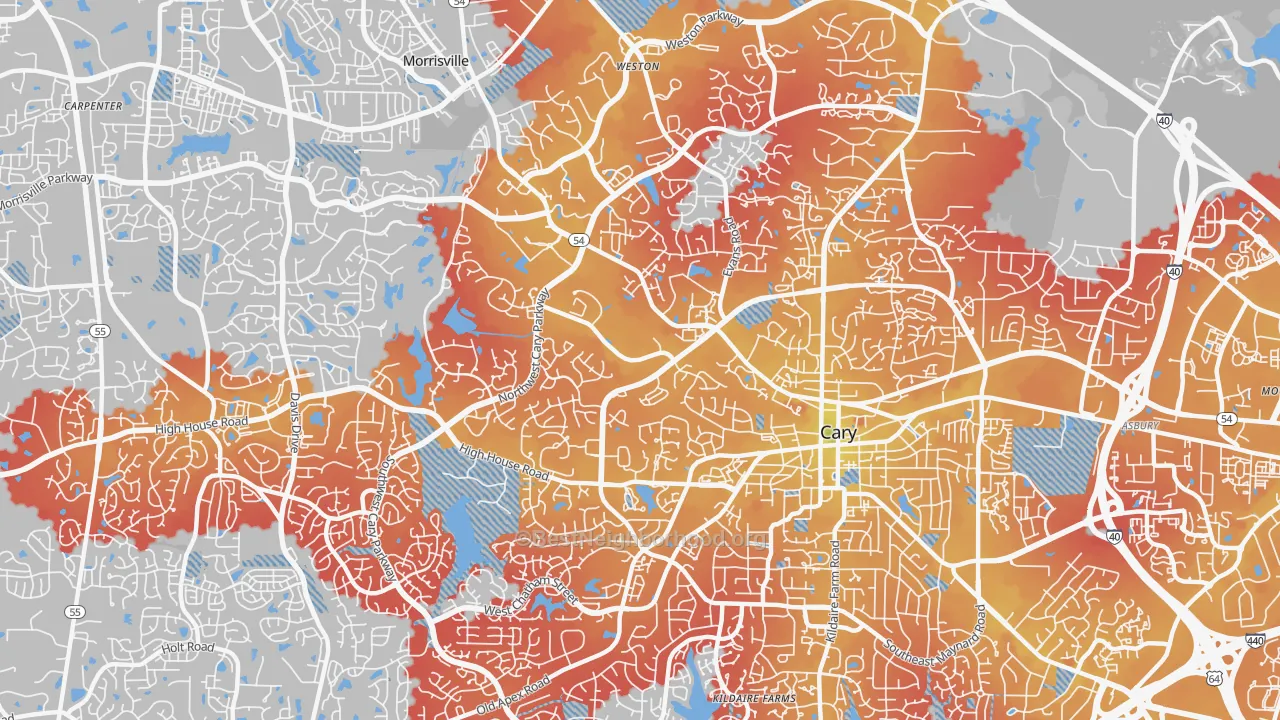 Transit Grade map of 27513, NC