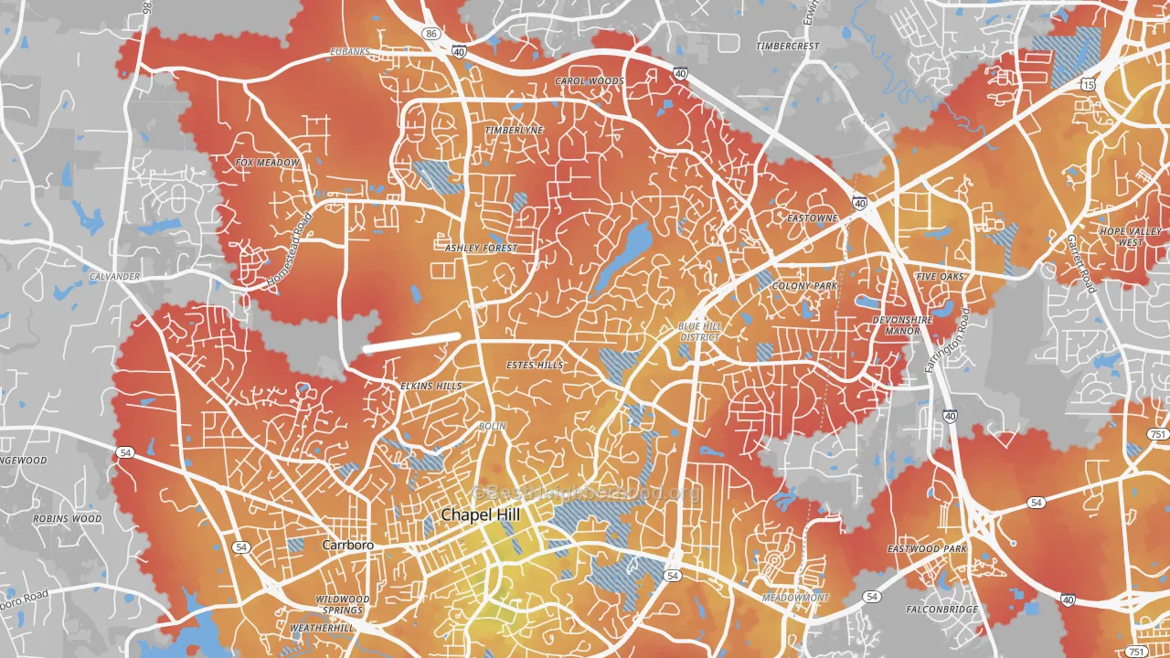Transit Grade map of 27514, NC