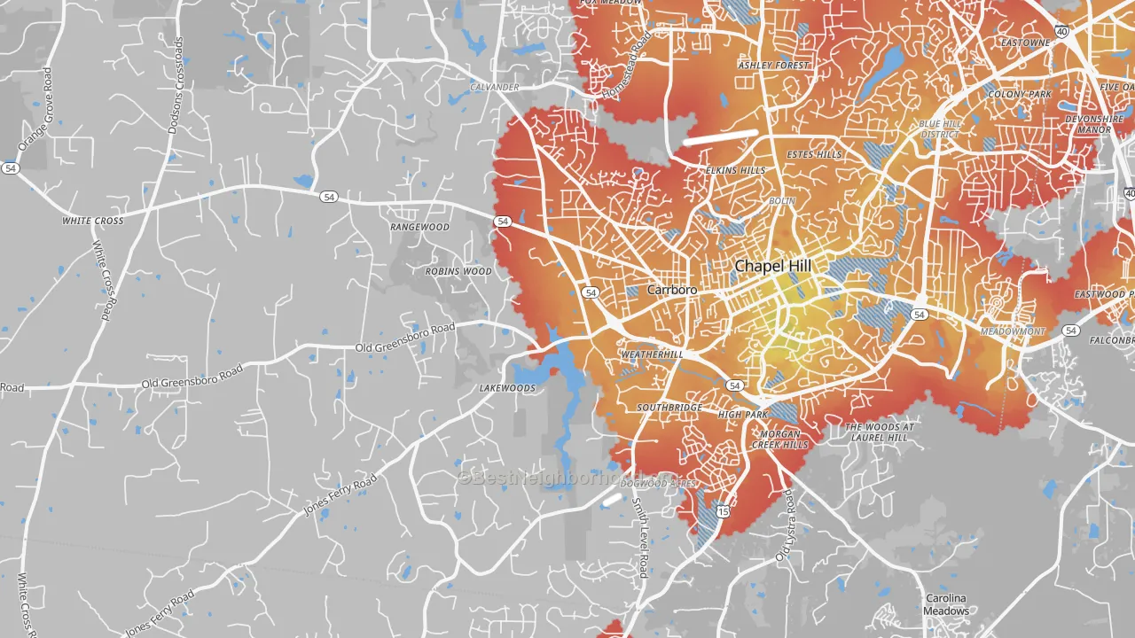 Transit Grade map of 27516, NC