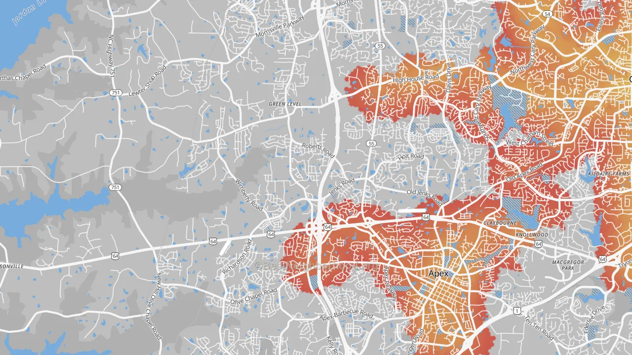Transit Grade map of 27523, NC