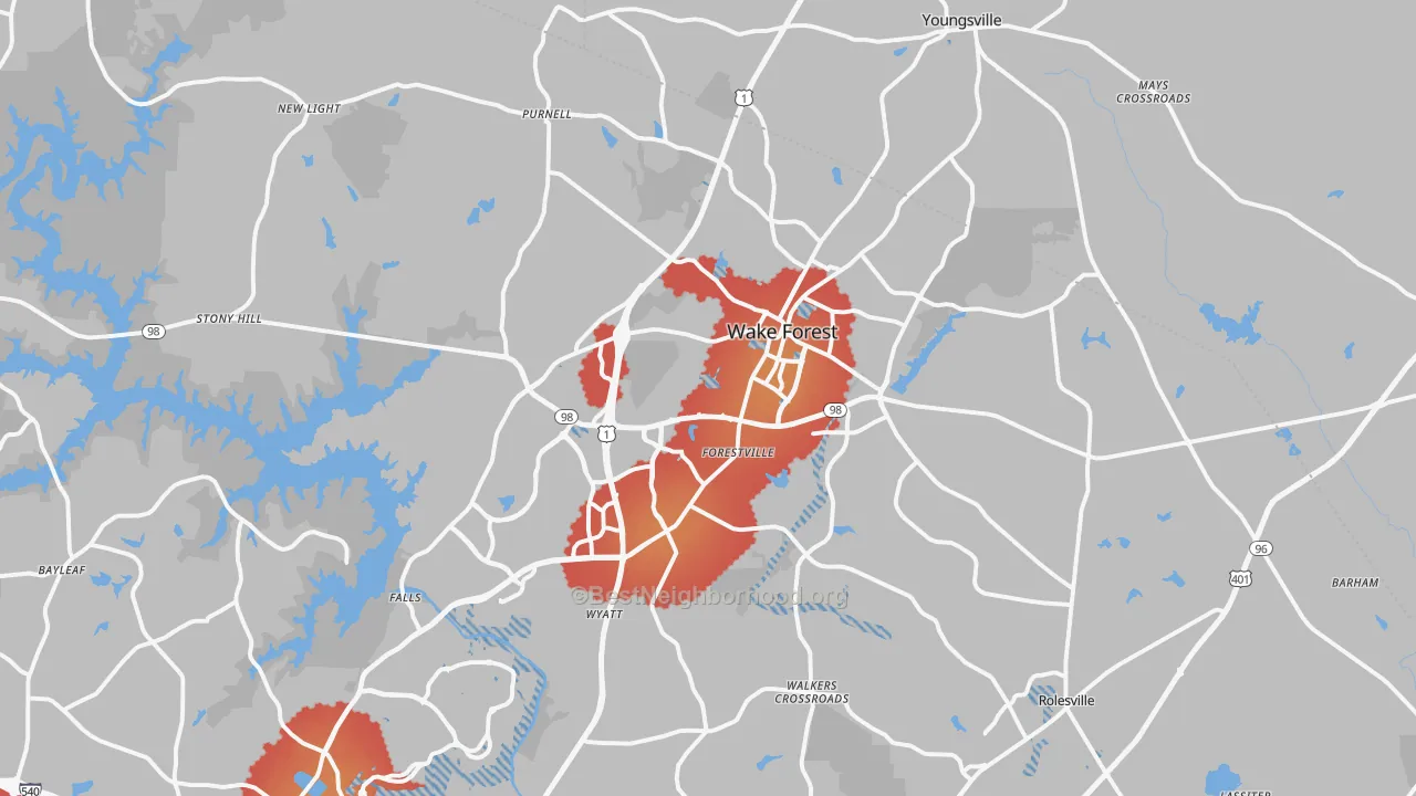 Transit Grade map of 27587, NC
