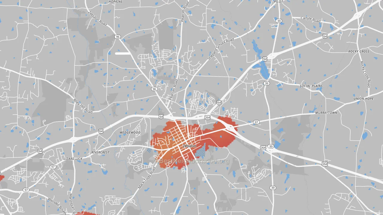 Transit Grade map of 27597, NC