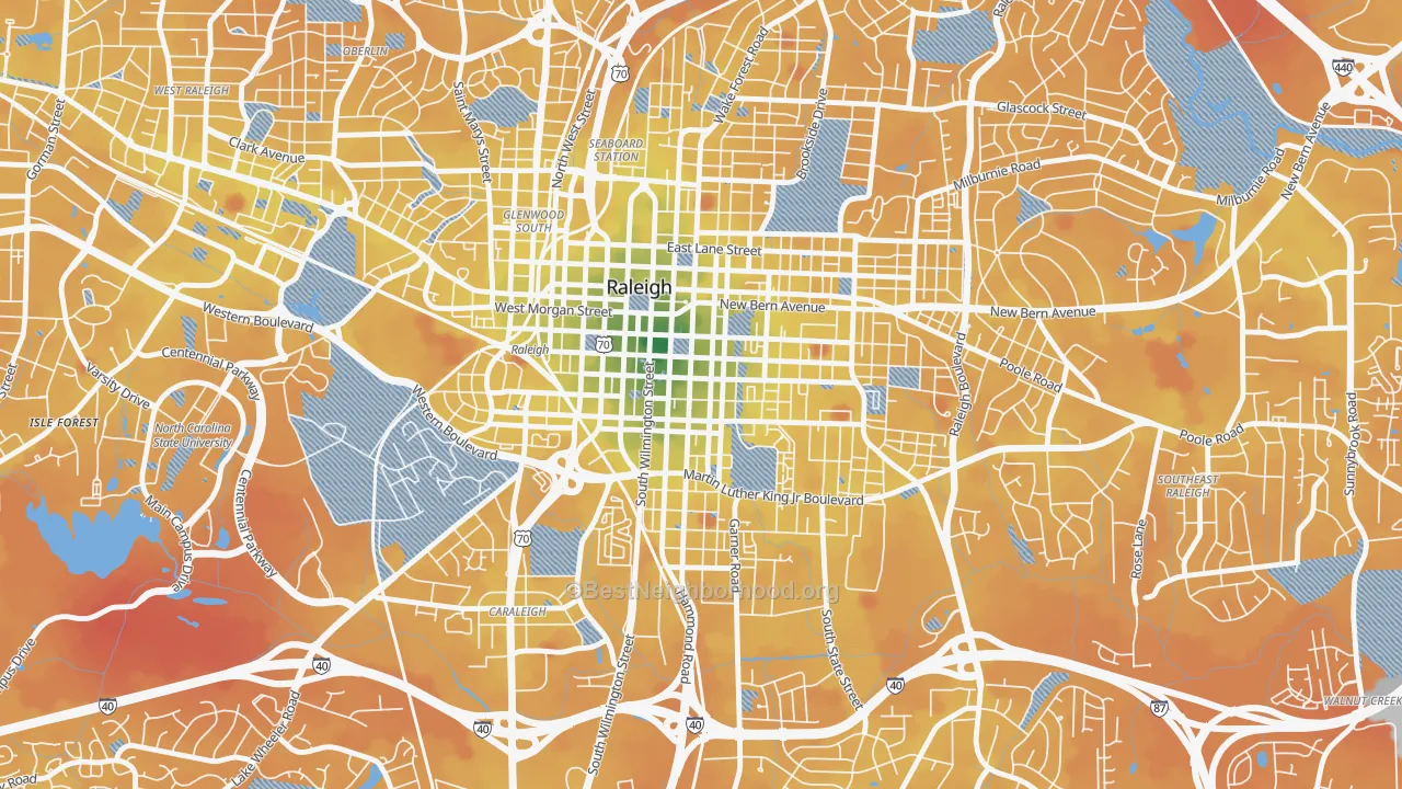 Transit Grade map of 27601, NC