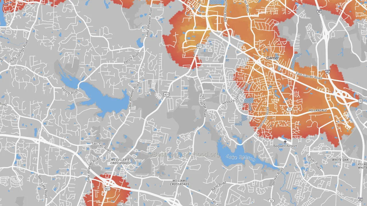 Transit Grade map of 27603, NC