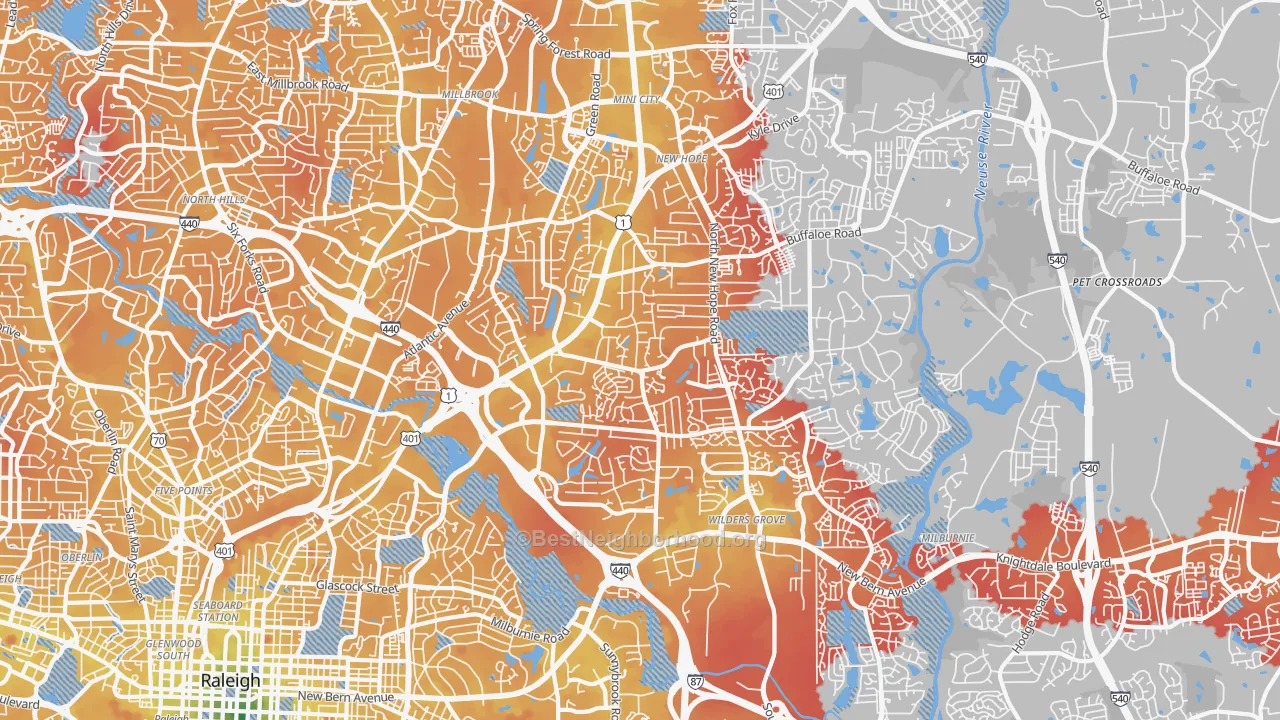 Transit Grade map of 27604, NC