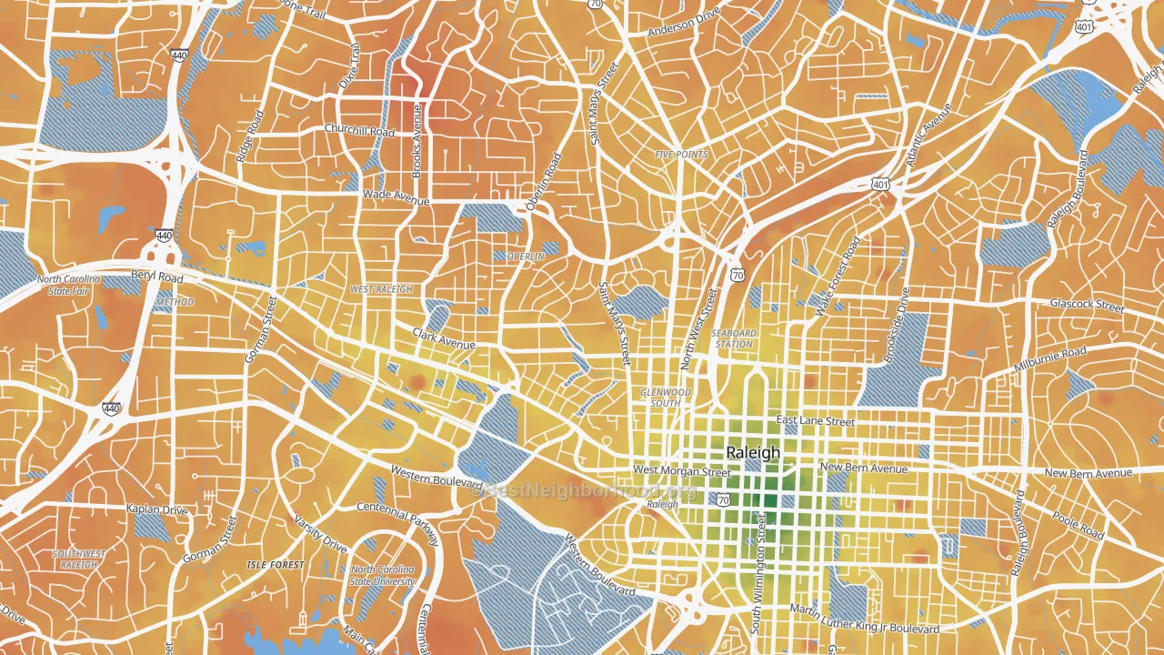Transit Grade map of 27605, NC