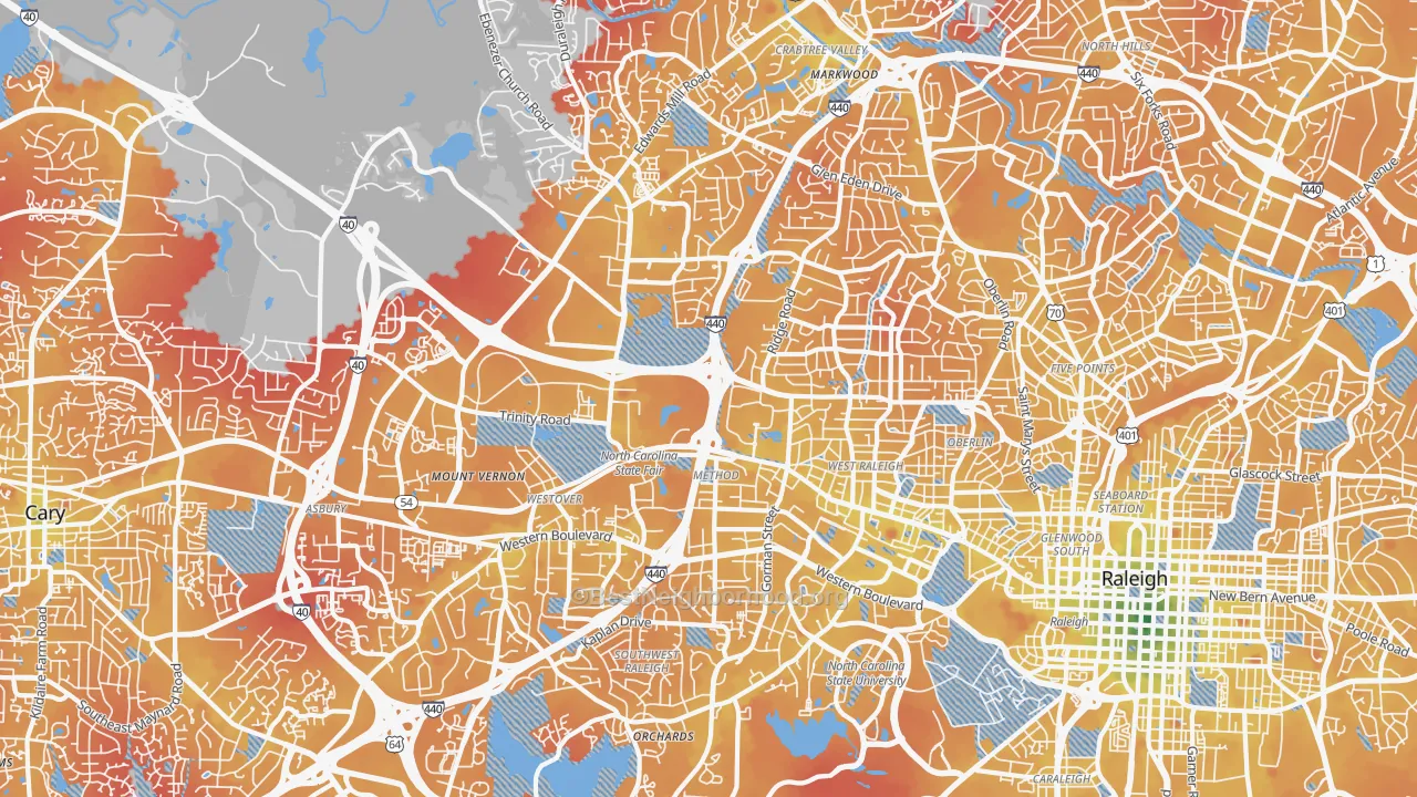 Transit Grade map of 27607, NC