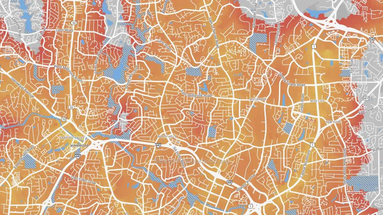 Transit Grade map of 27609, NC