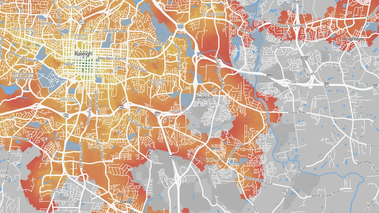 Transit Grade map of 27610, NC