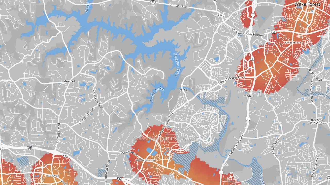 Transit Grade map of 27614, NC