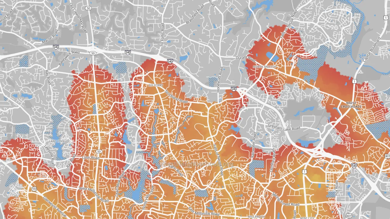 Transit Grade map of 27615, NC