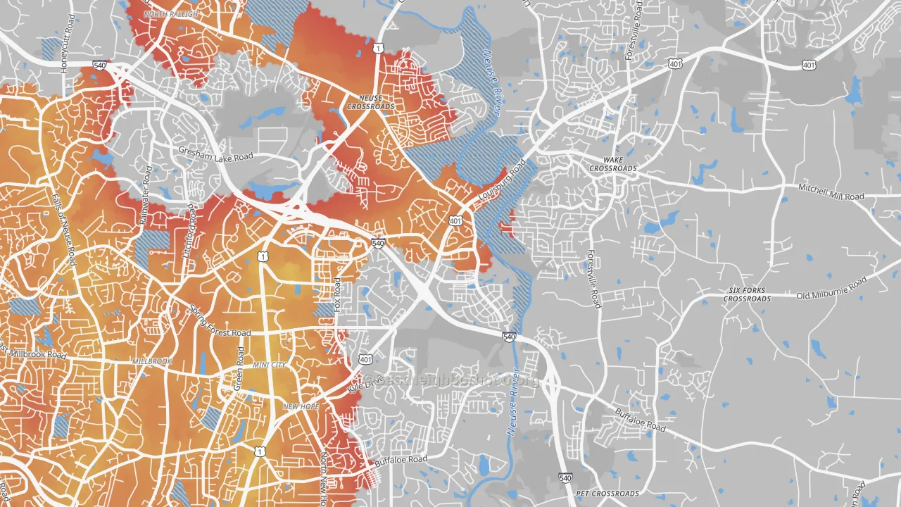 Transit Grade map of 27616, NC