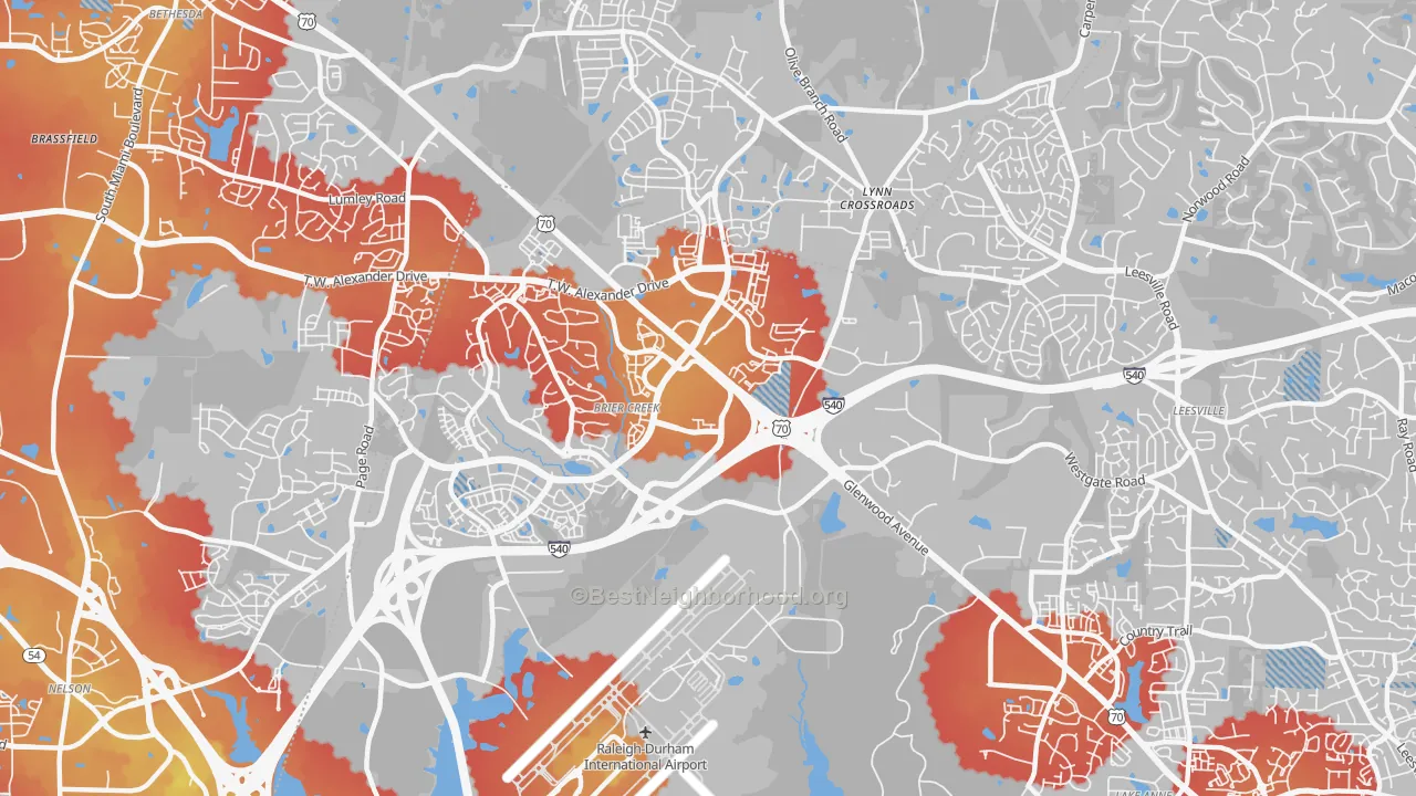 Transit Grade map of 27617, NC