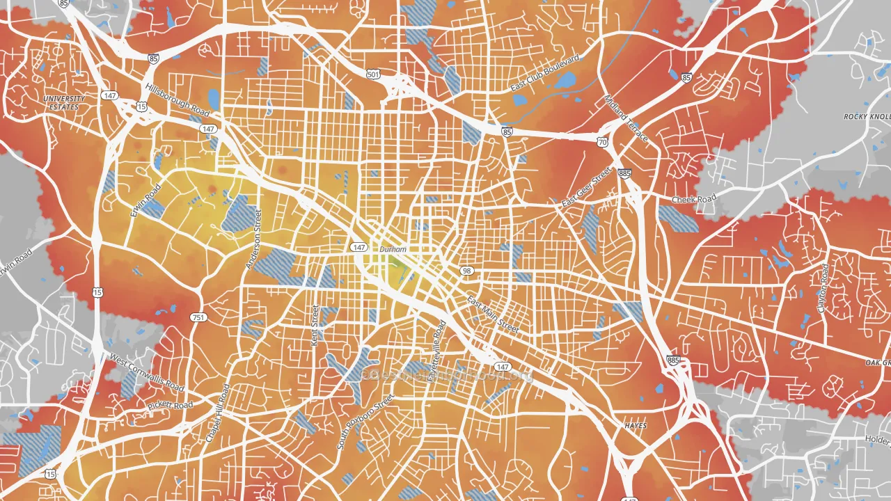 Transit Grade map of 27701, NC