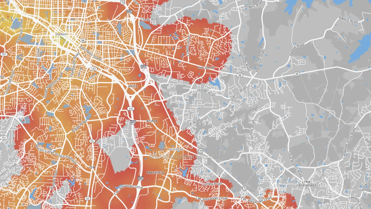 Transit Grade map of 27703, NC