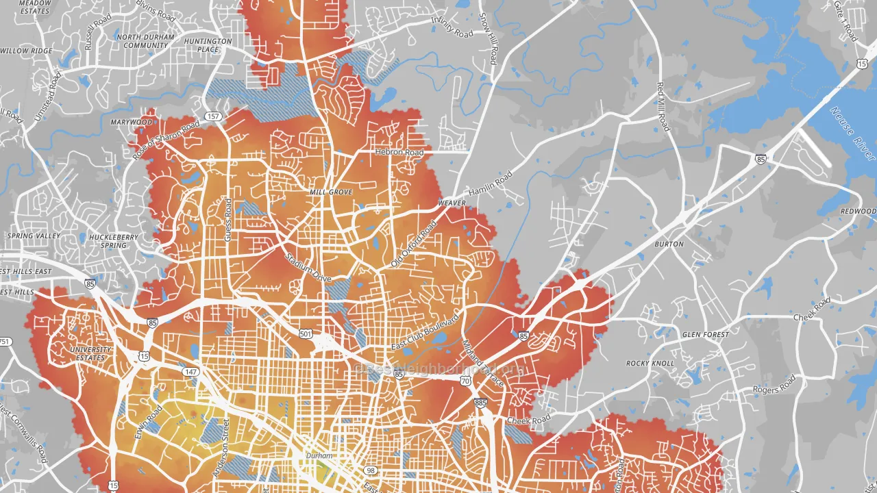 Transit Grade map of 27704, NC