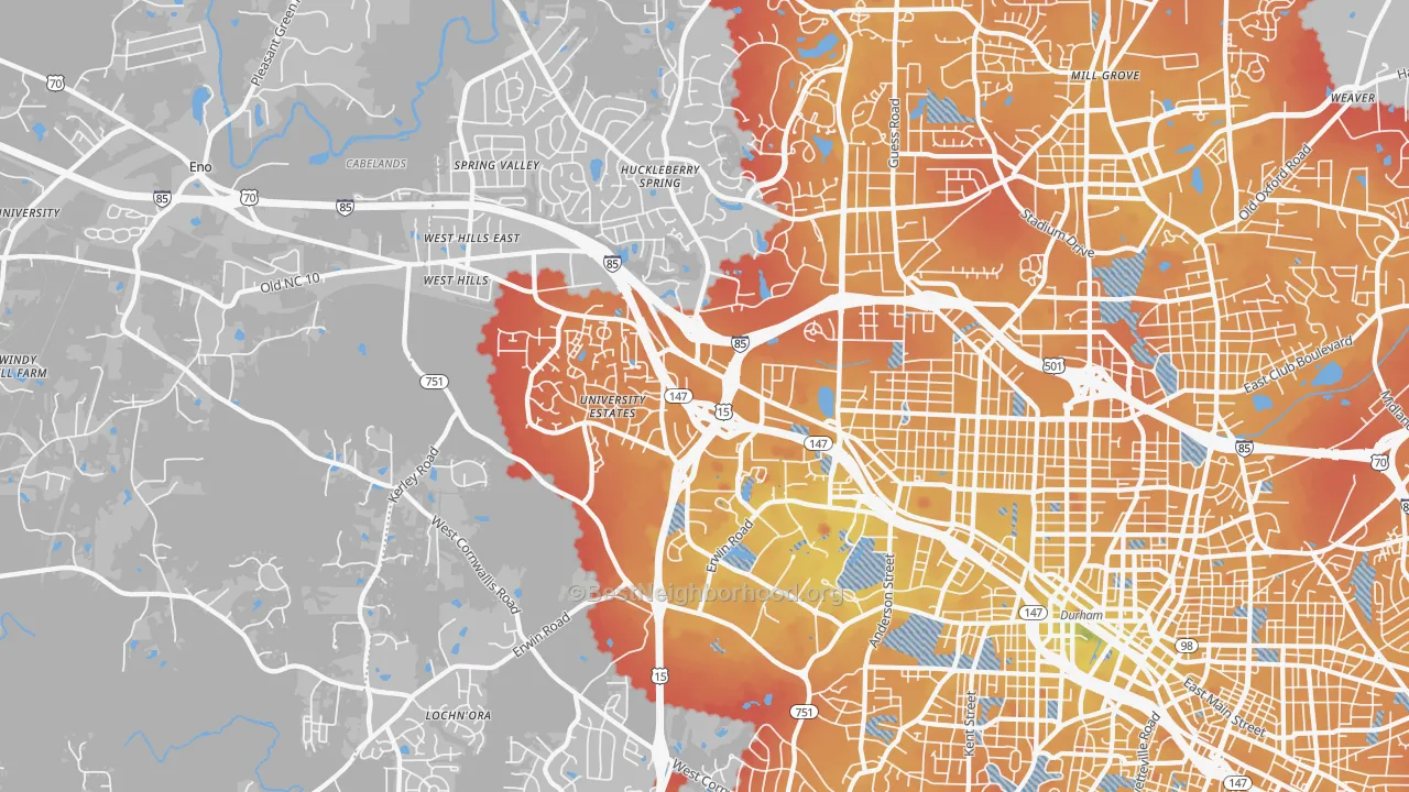 Transit Grade map of 27705, NC