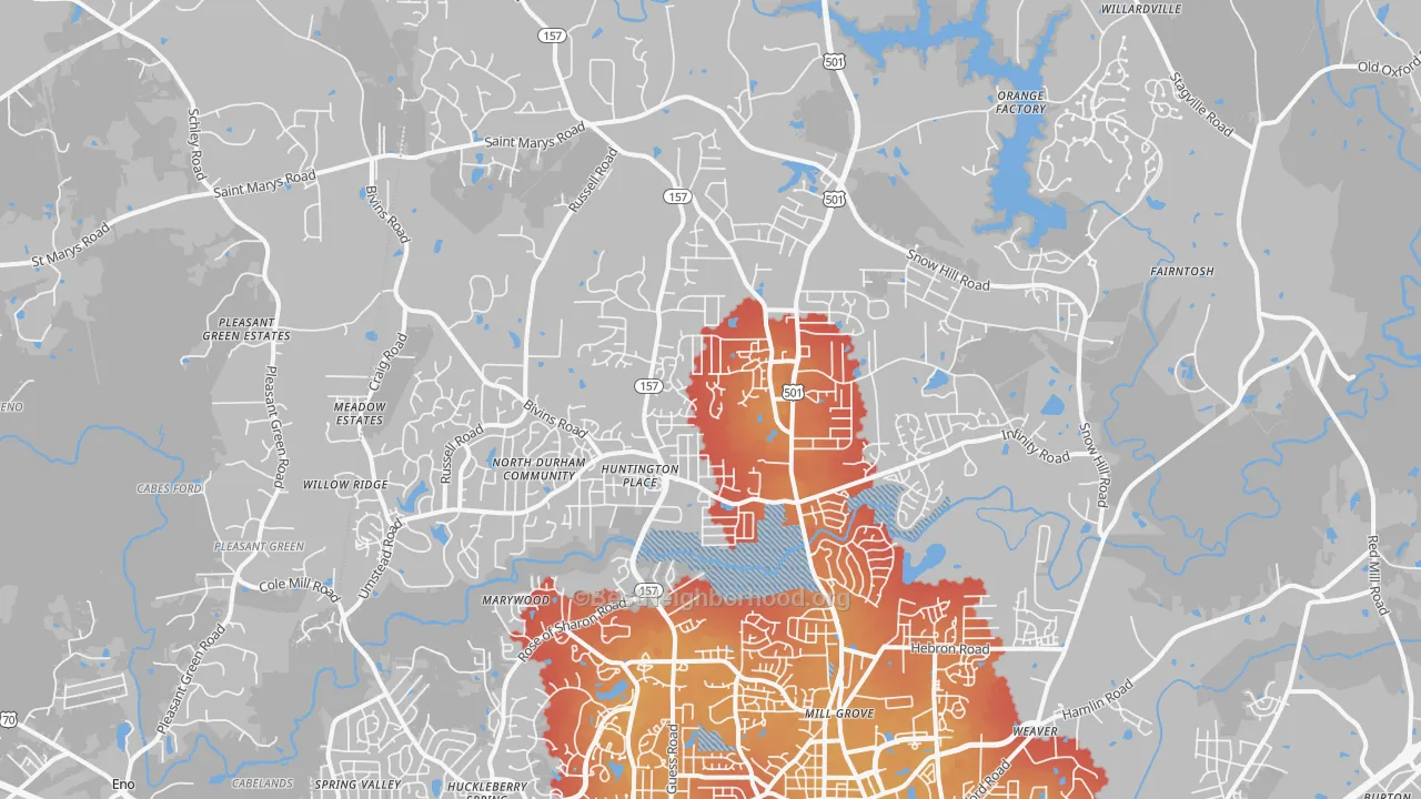 Transit Grade map of 27712, NC