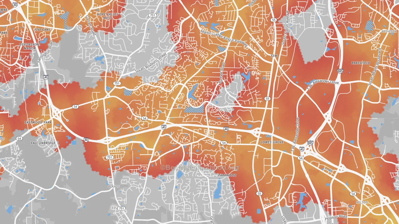 Transit Grade map of 27713, NC