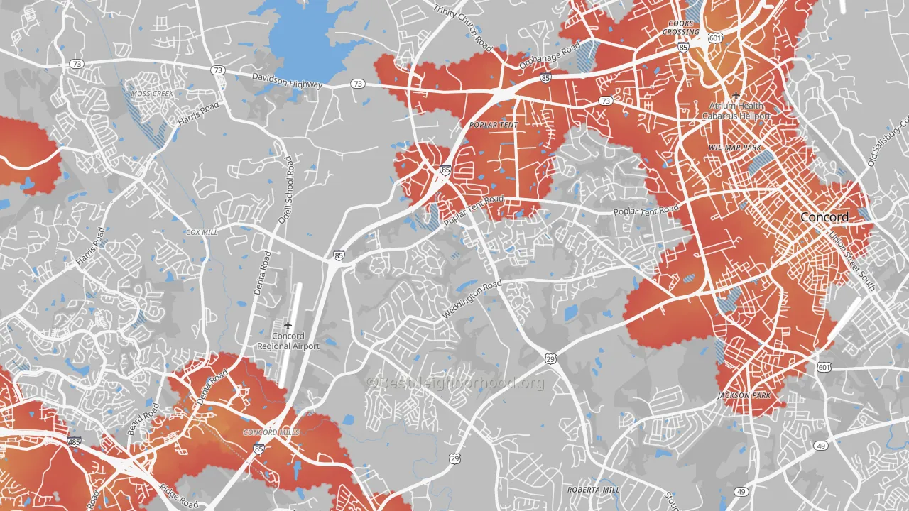 Transit Grade map of 28027, NC