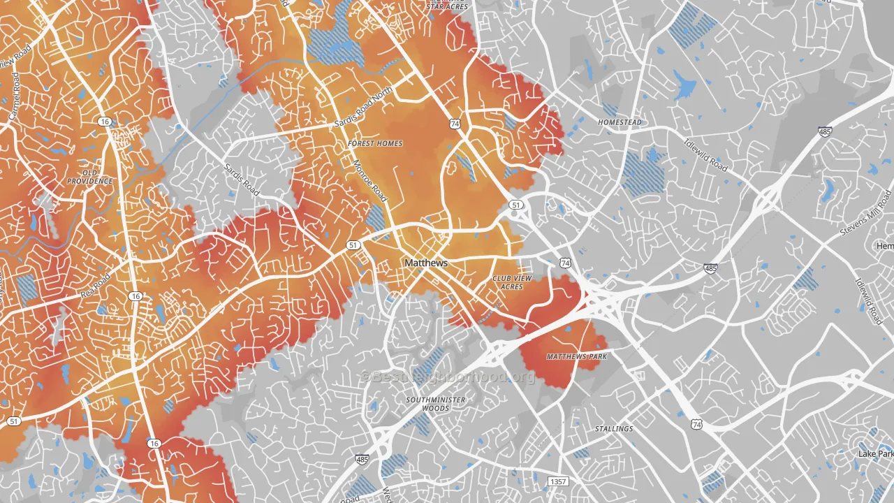 Transit Grade map of 28105, NC