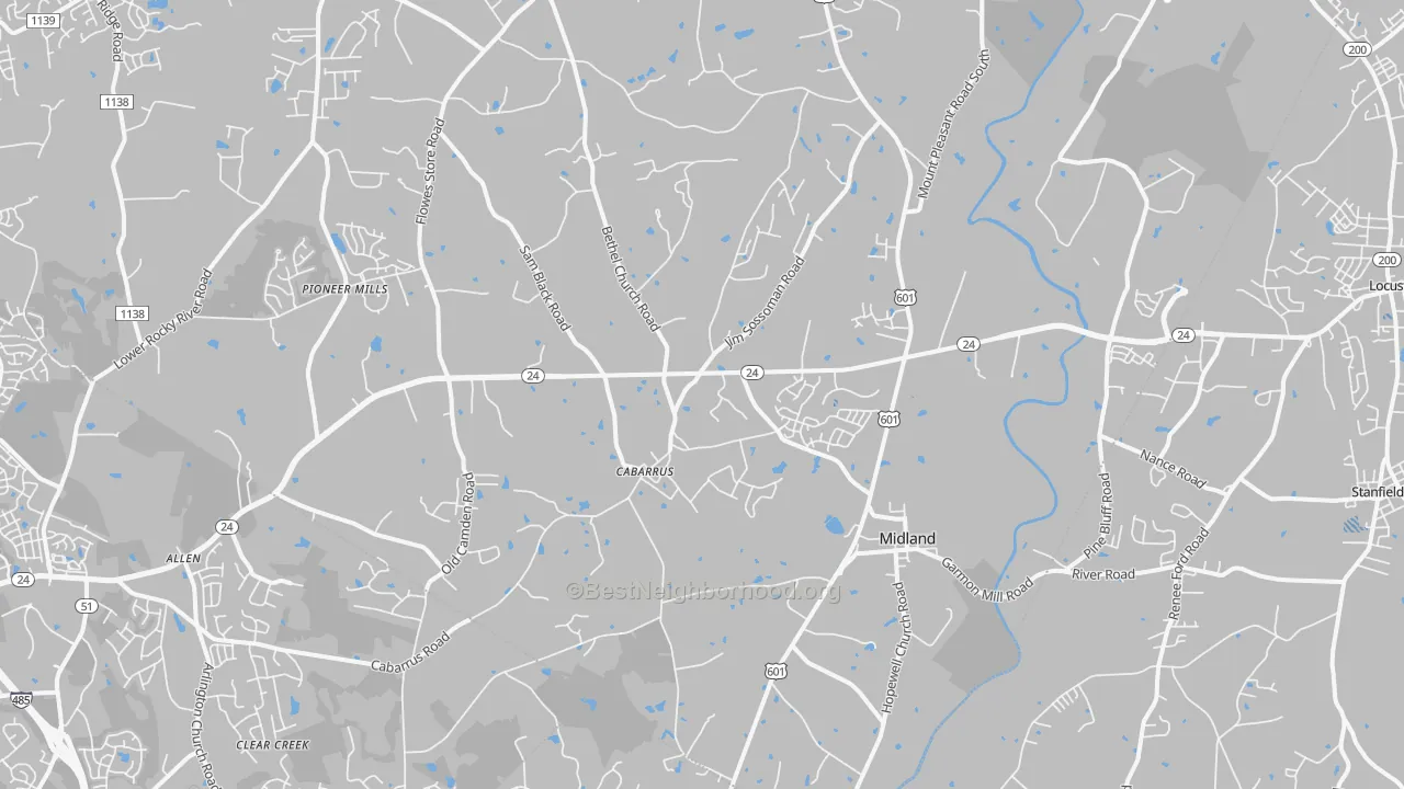 Transit Grade map of 28107, NC