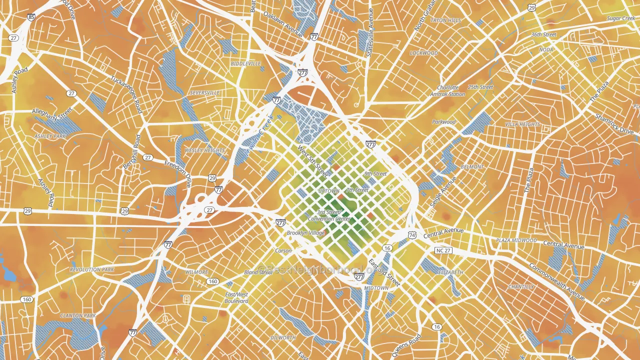Transit Grade map of 28202, NC