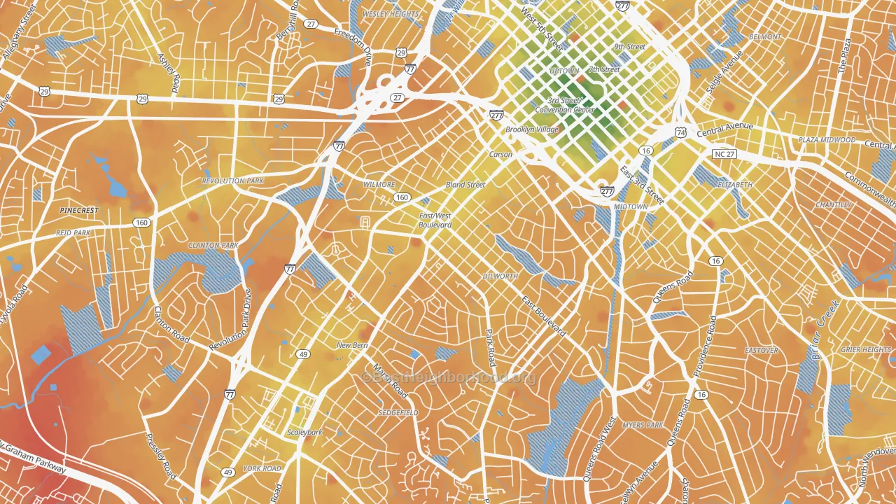 Transit Grade map of 28203, NC