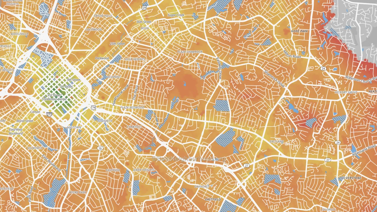 Transit Grade map of 28205, NC