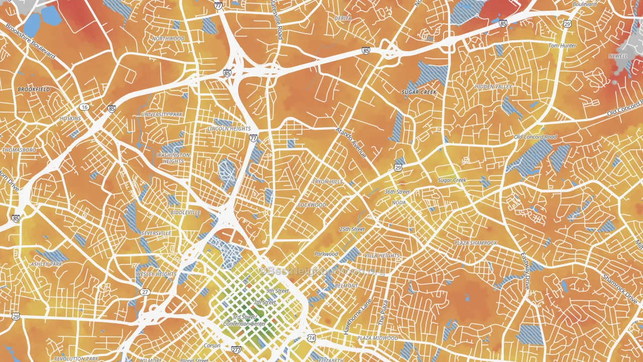 Transit Grade map of 28206, NC