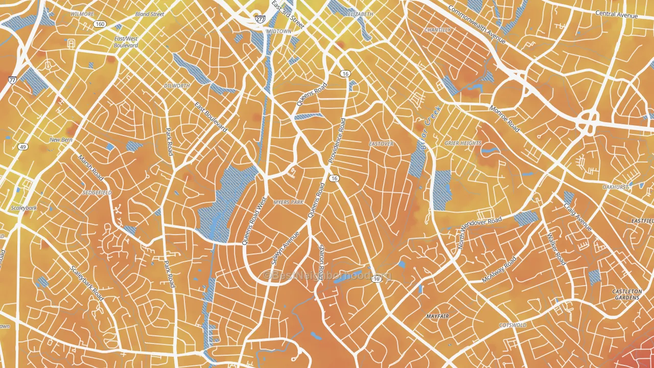 Transit Grade map of 28207, NC