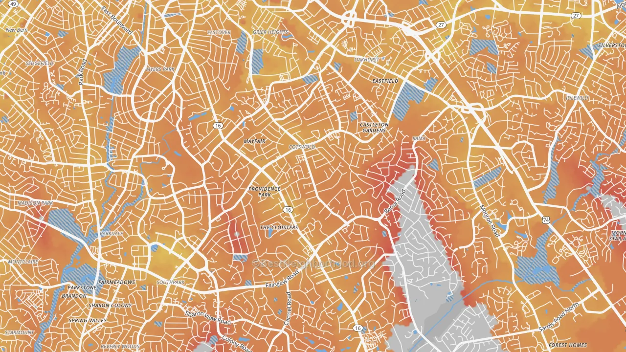 Transit Grade map of 28211, NC