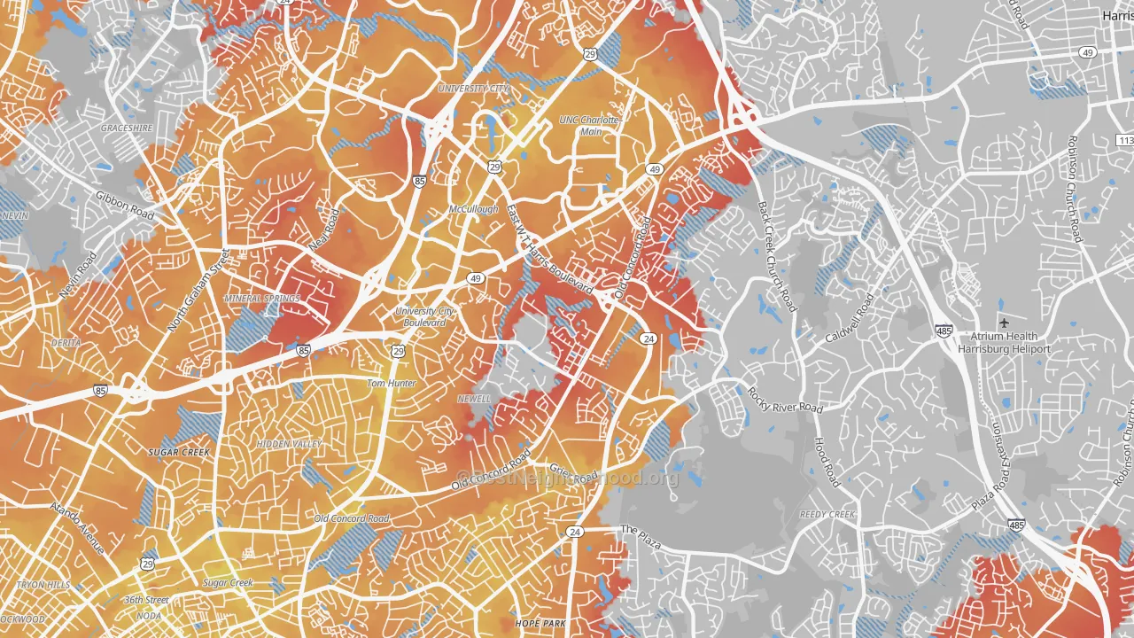Transit Grade map of 28213, NC