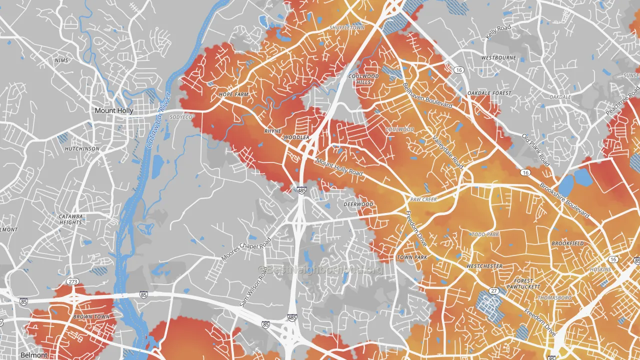 Transit Grade map of 28214, NC
