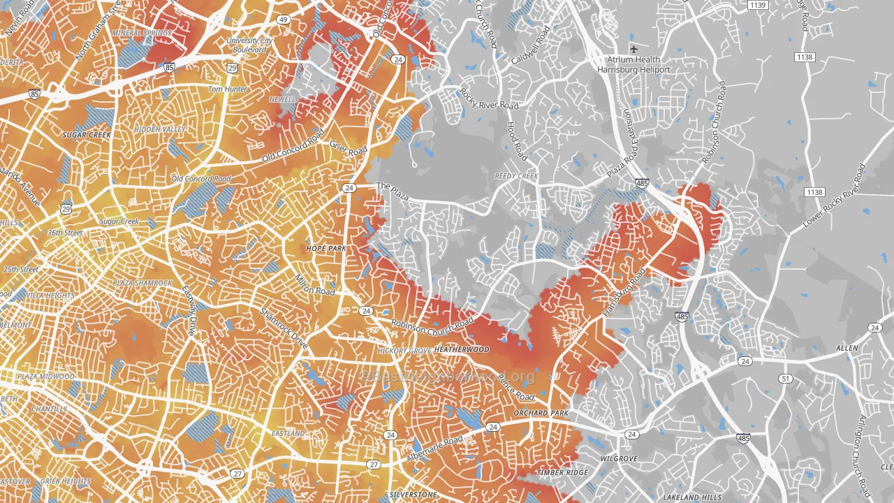 Transit Grade map of 28215, NC