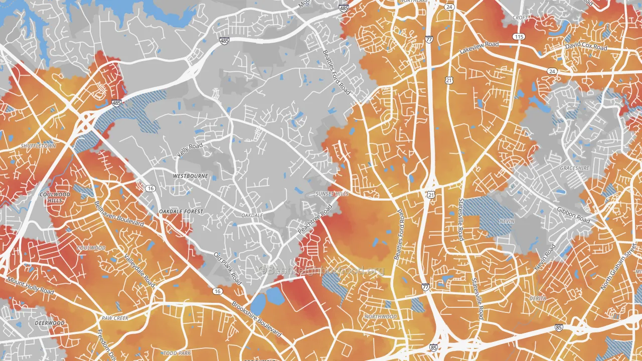Transit Grade map of 28216, NC