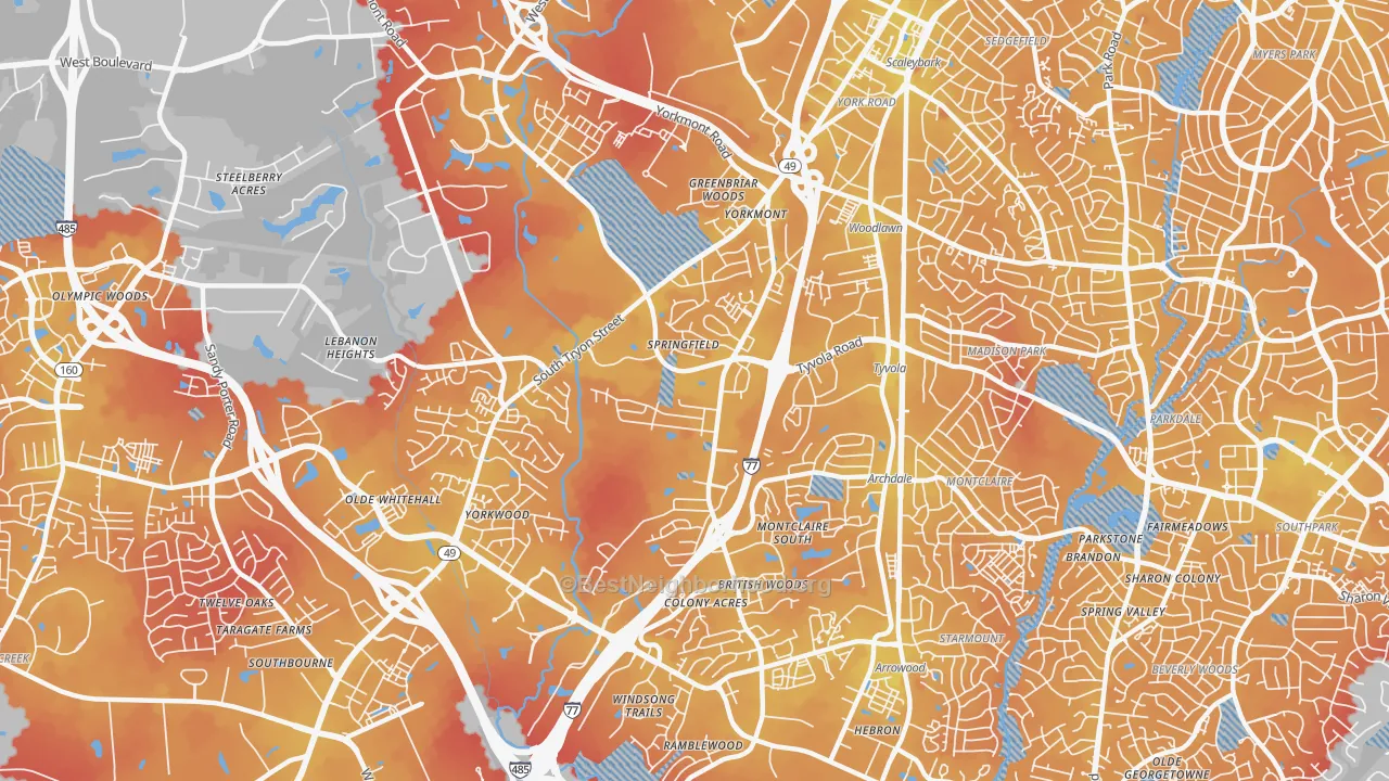 Transit Grade map of 28217, NC