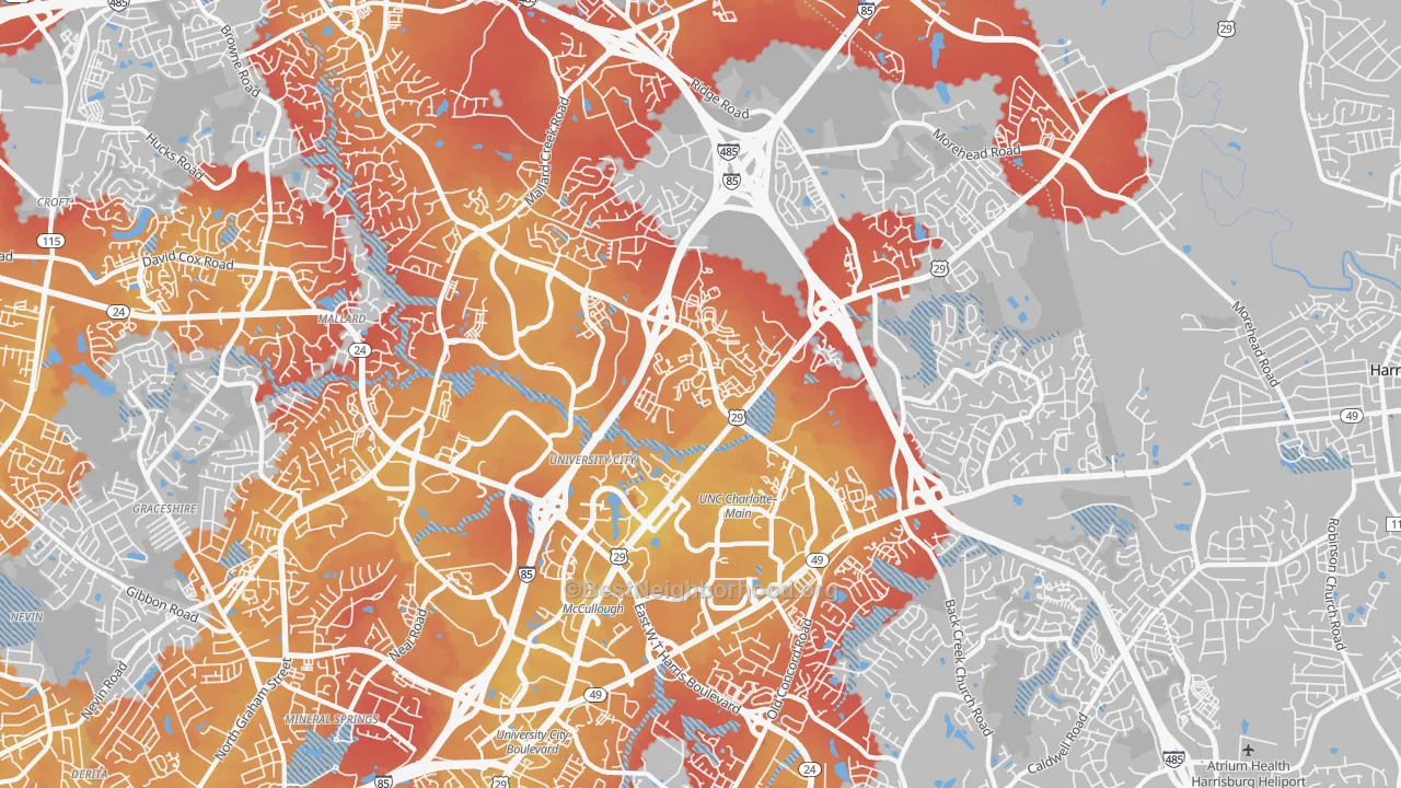 Transit Grade map of 28262, NC