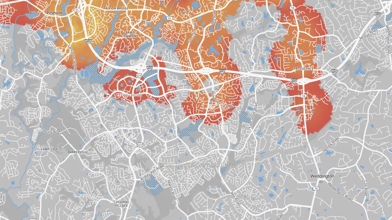 Transit Grade map of 28277, NC