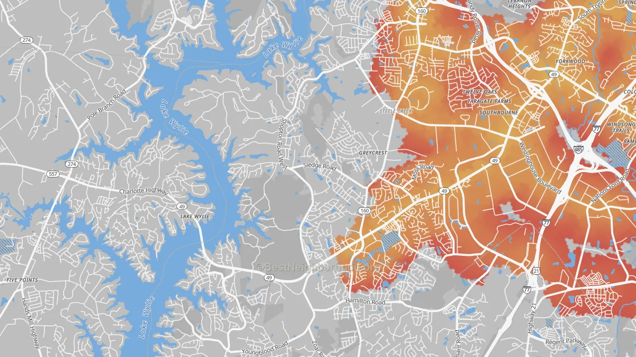 Transit Grade map of 28278, NC