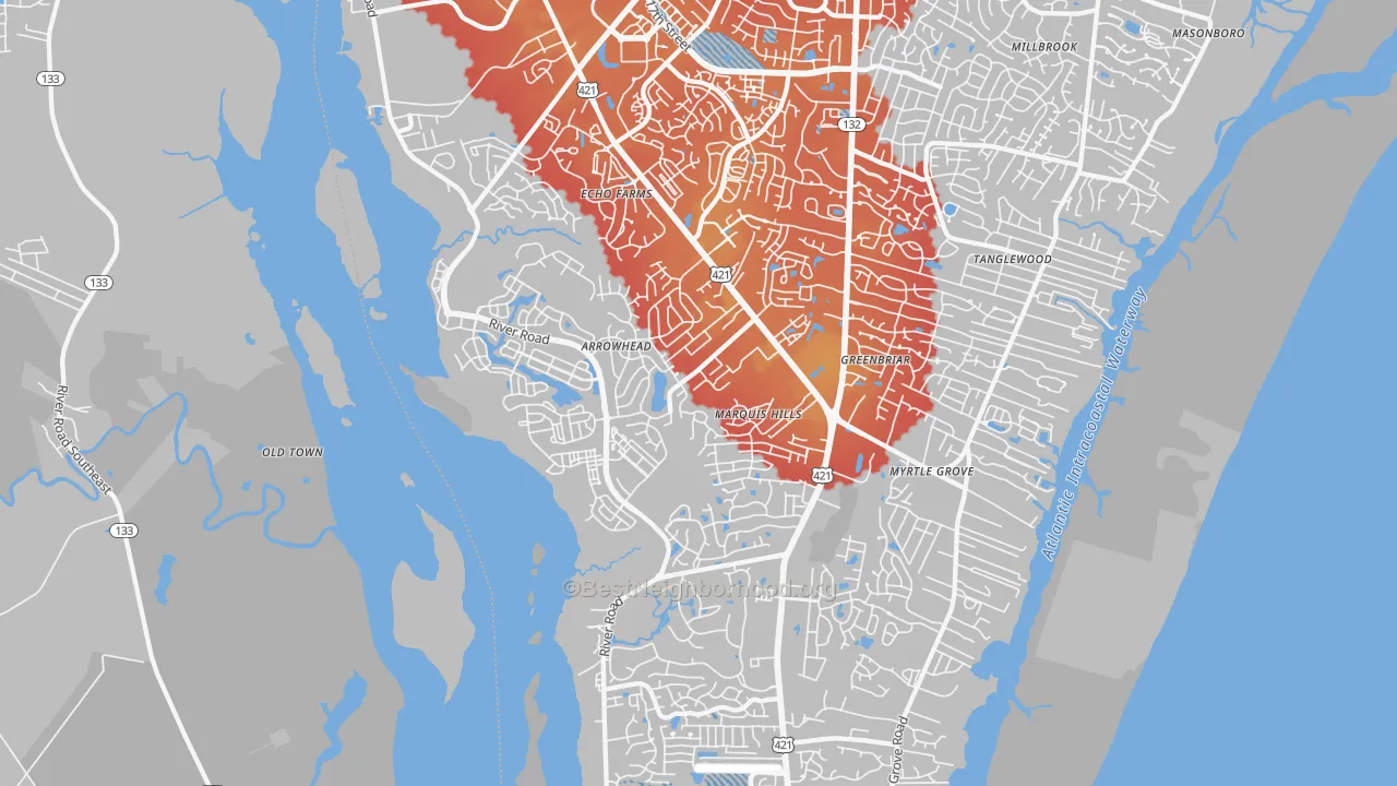 Transit Grade map of 28412, NC