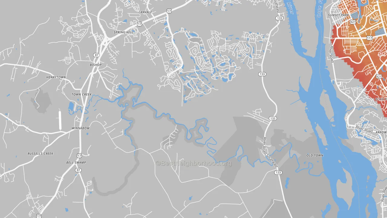 Transit Grade map of 28479, NC