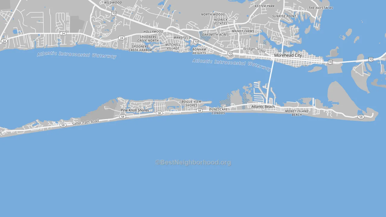 Transit Grade map of 28512, NC