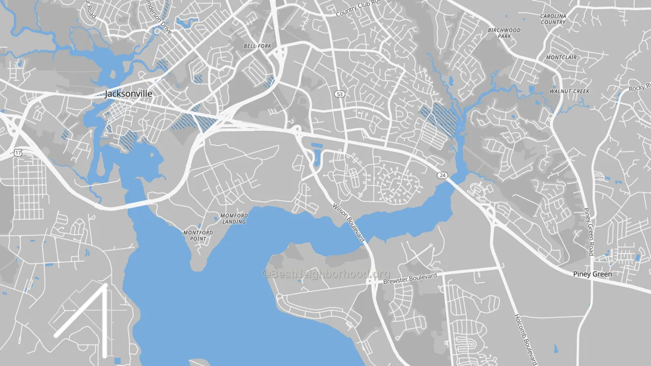 Transit Grade map of 28543, NC