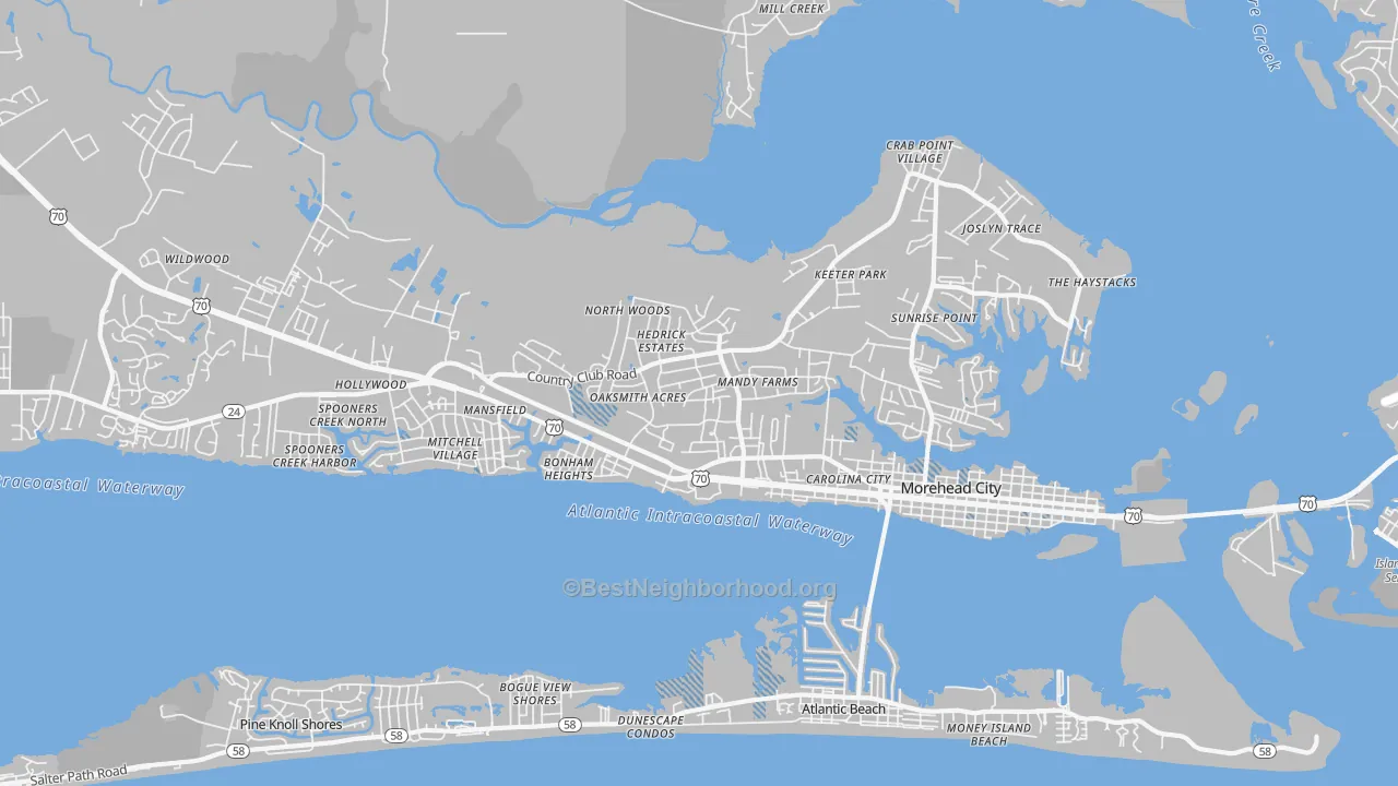 Transit Grade map of 28557, NC